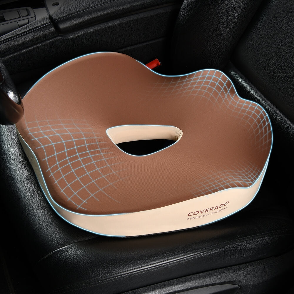 Coverado Foam Seat Cushion / Lumbar Support Pillow for Car, Office Chair, Sofa