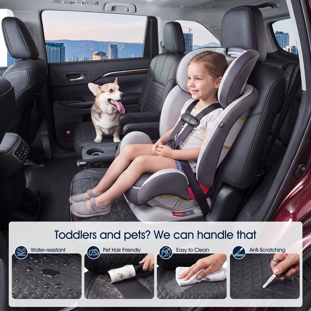 Fit 2014-2026 Toyota Highlander Full Set Full Coverage Custom Car Seat Covers Luxury Faux Leather Seat Protector