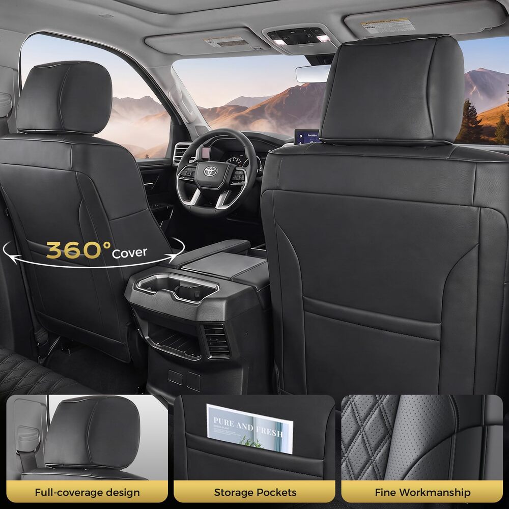 Fit 2022-2026 Toyota Tundra Double Cab Custom Fit Coverado Car Seat Covers Full Coverage Water Resistant Auto Seat Protectors