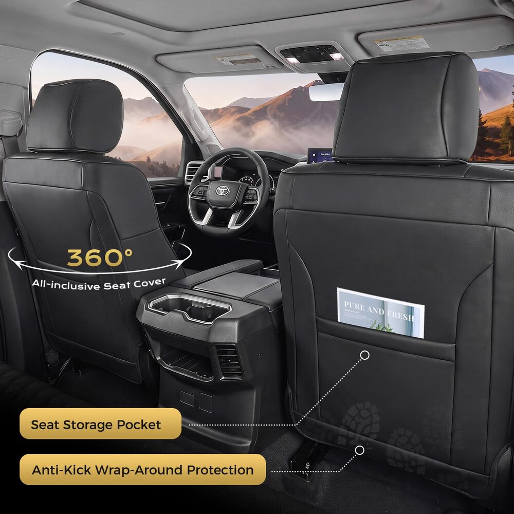 Fit 2022-2026 Toyota Tundra Double Cab Custom Fit Coverado Car Seat Covers Full Coverage Water Resistant Auto Seat Protectors