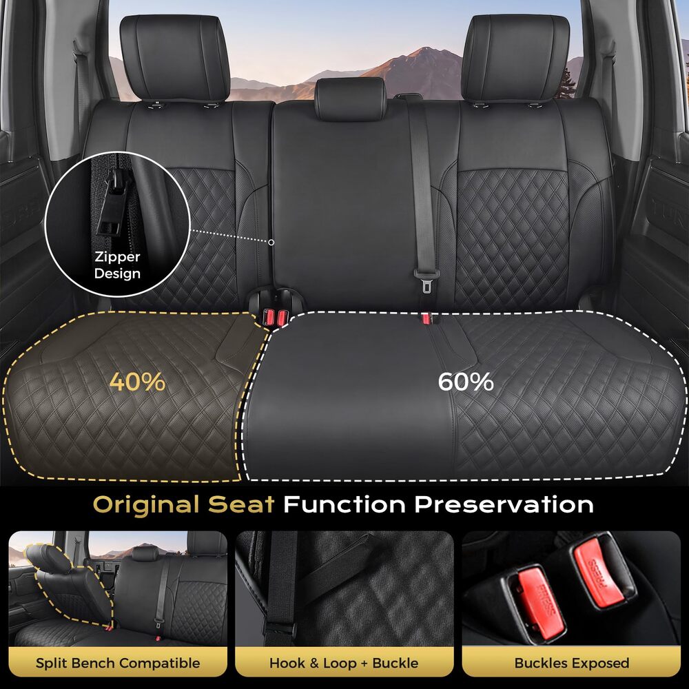 Fit 2022-2026 Toyota Tundra Double Cab Custom Fit Coverado Car Seat Covers Full Coverage Water Resistant Auto Seat Protectors