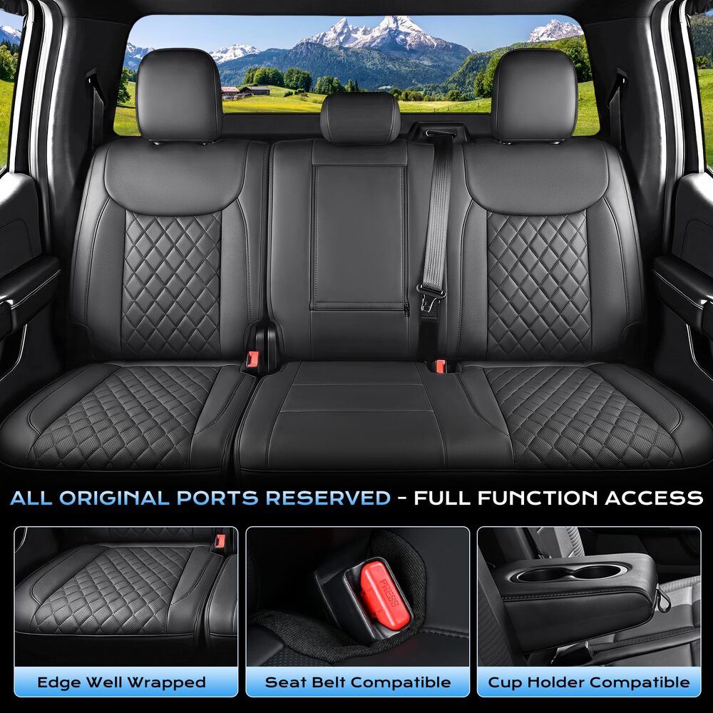Ford F-150 2021-2025 SuperCrew Raptor Upgraded Full Coverage Premium Faux Leather Car Seat Covers