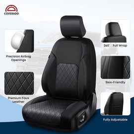 Ford F-150  2021-2025 XL XLT & 2023-2026 F250 F350 F450 SuperDuty XL/XLT Upgraded Full Coverage Premium Faux Leather Custom Car Seat Covers（with rear armrest) (Copy)