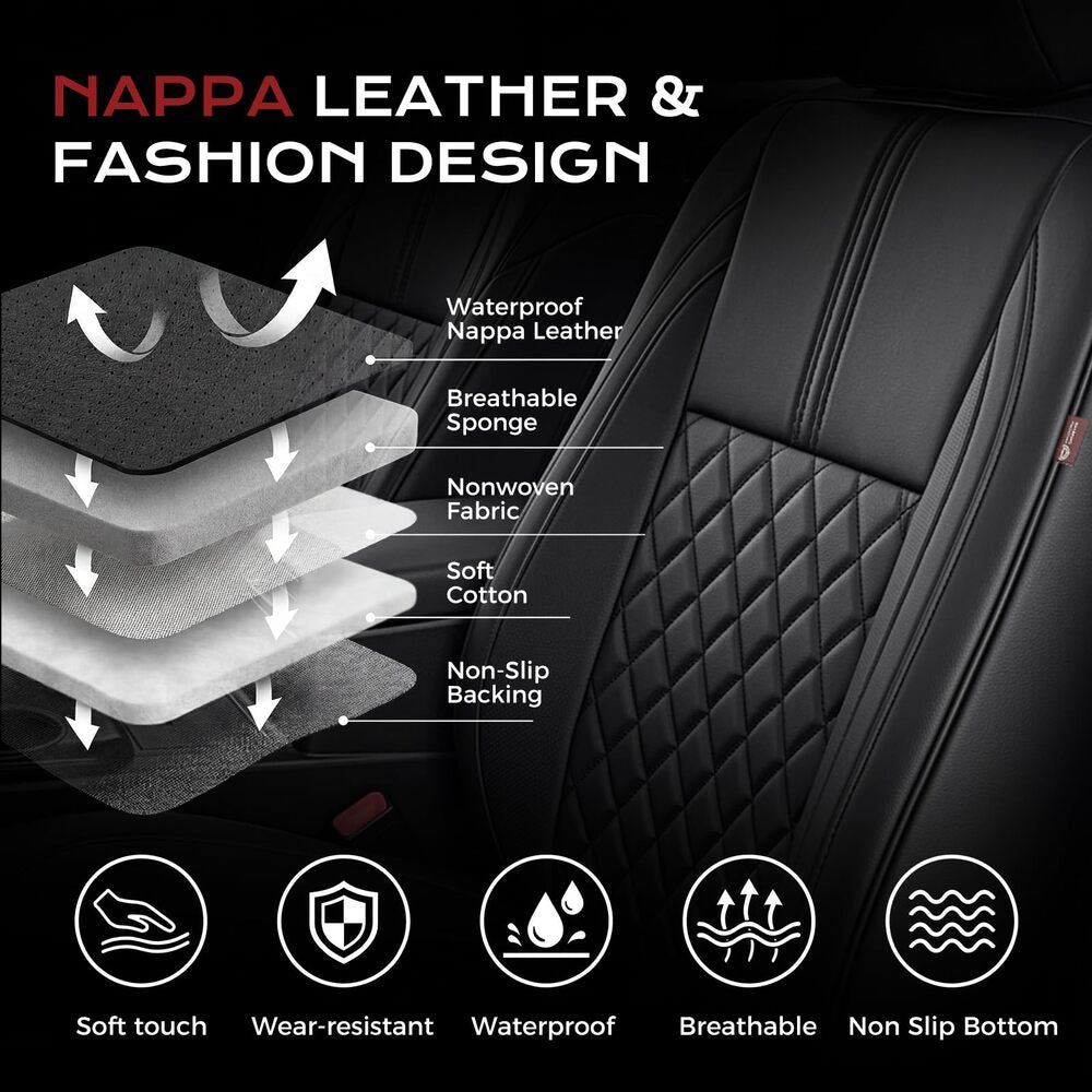 Toyota Camry 2012-2017(Hybrid) LE/XLE/SE Custom Full Coverage Premium Faux Leather Seat Covers