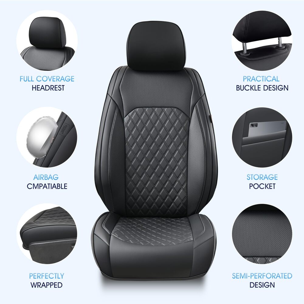 Ford F‑150 2021‑2025 Super Cab XL STX XLT Super Cab Upgraded Full Coverage Premium Faux Leather Car Seat Covers(no rear armrest)