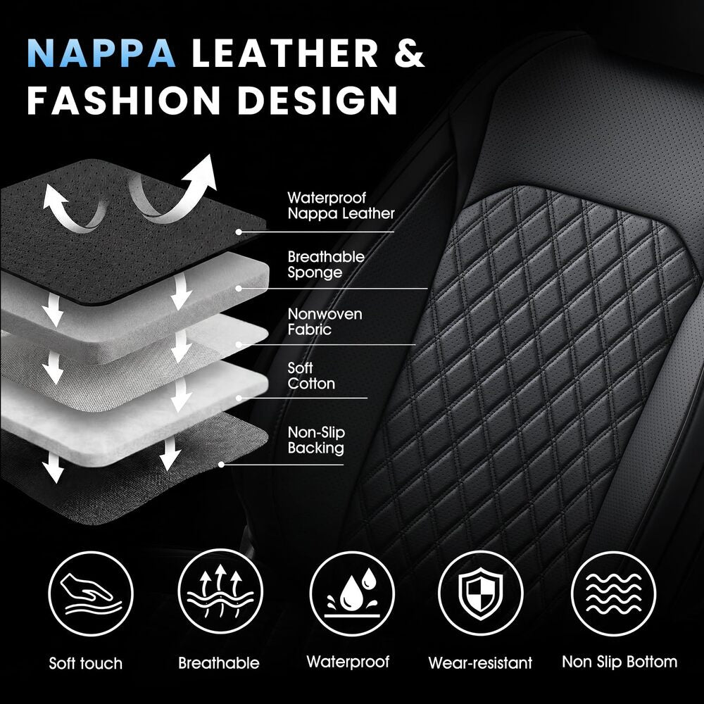 Ford F‑150 2021‑2025 Super Cab XL STX XLT Super Cab Upgraded Full Coverage Premium Faux Leather Car Seat Covers(no rear armrest)
