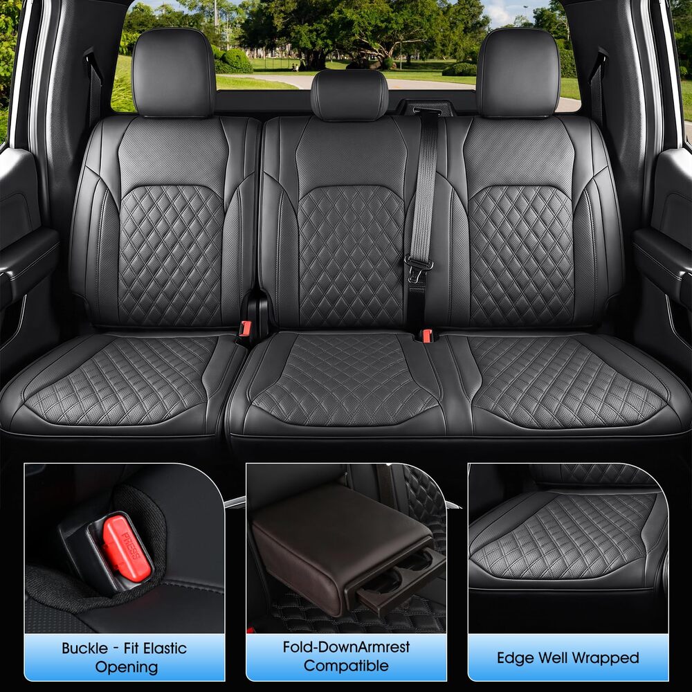 Ford F‑150 2021‑2025 Super Cab XL STX XLT Super Cab Upgraded Full Coverage Premium Faux Leather Car Seat Covers(no rear armrest)