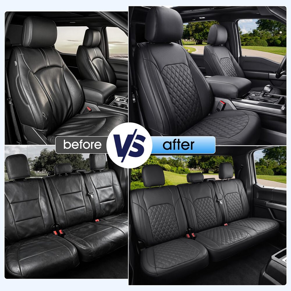 Ford F‑150 2021‑2025 Super Cab XL STX XLT Super Cab Upgraded Full Coverage Premium Faux Leather Car Seat Covers(no rear armrest)