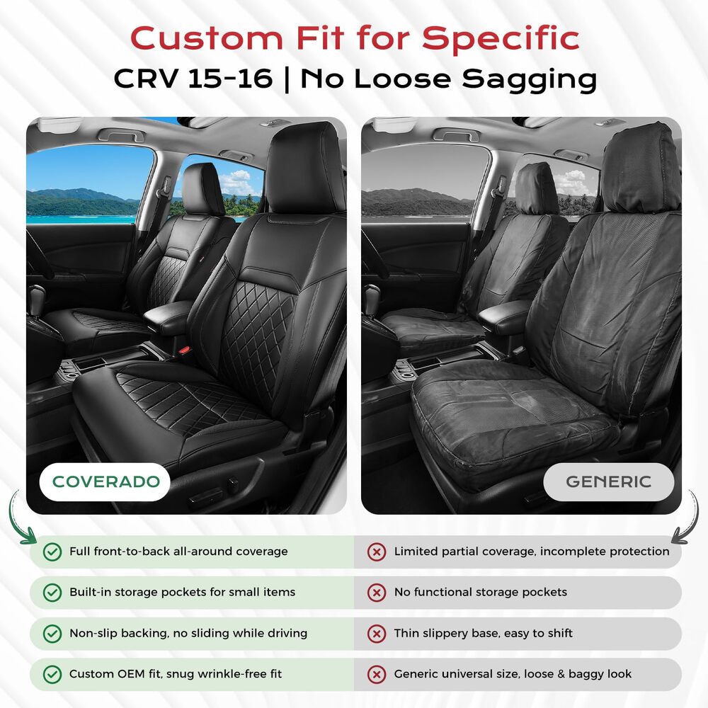 Honda CRV 2015-2016 EX/EX-L/LX/SE/Touring Custom Premium Faux Leather Car Seat Covers