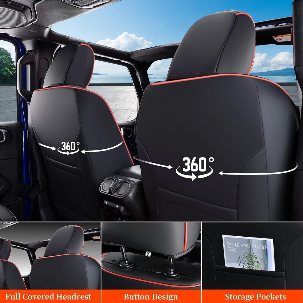 2013-2017 JK 2/4 Door Jeep Wrangler Custom Fit Premium Faux Leather Car Seat Covers
