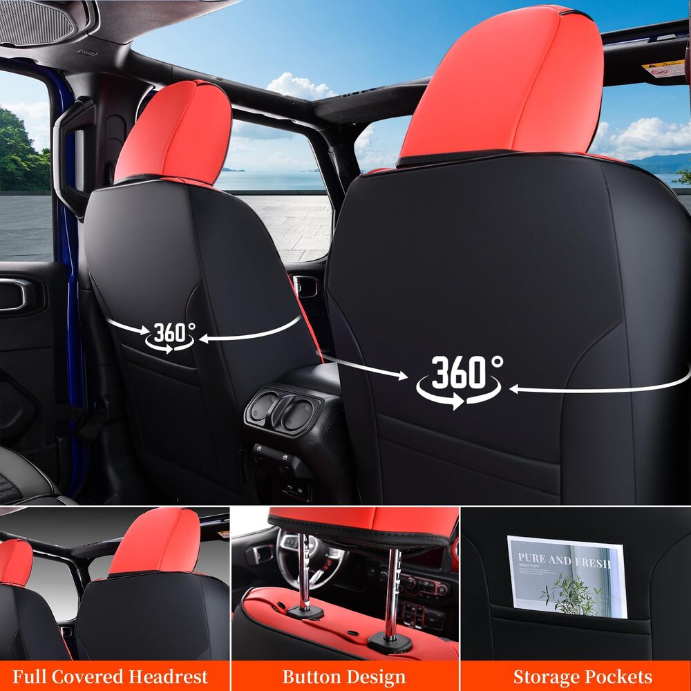 2013-2017 JK 2/4 Door Jeep Wrangler Custom Fit Premium Faux Leather Car Seat Covers