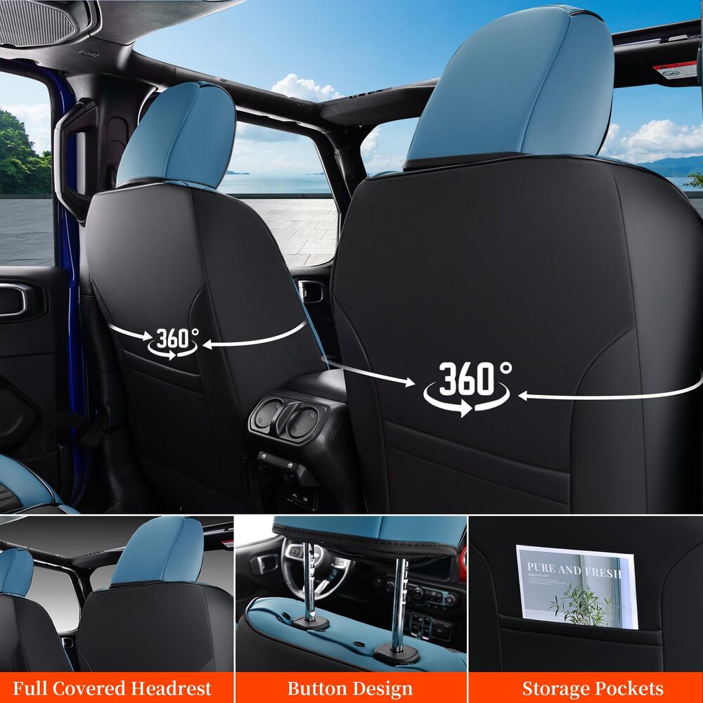 2013-2017 JK 2/4 Door Jeep Wrangler Custom Fit Premium Faux Leather Car Seat Covers