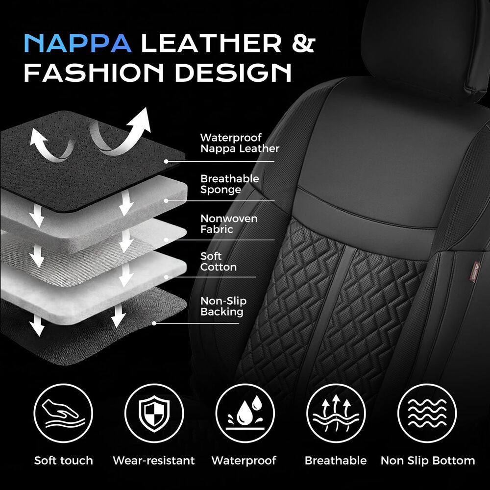 Fit Nissan 2017-2019 Rogue Sport&Hybrid S/SV/SL Upgrade Full Wrap Premium Faux Leather Custom Car Seat Covers