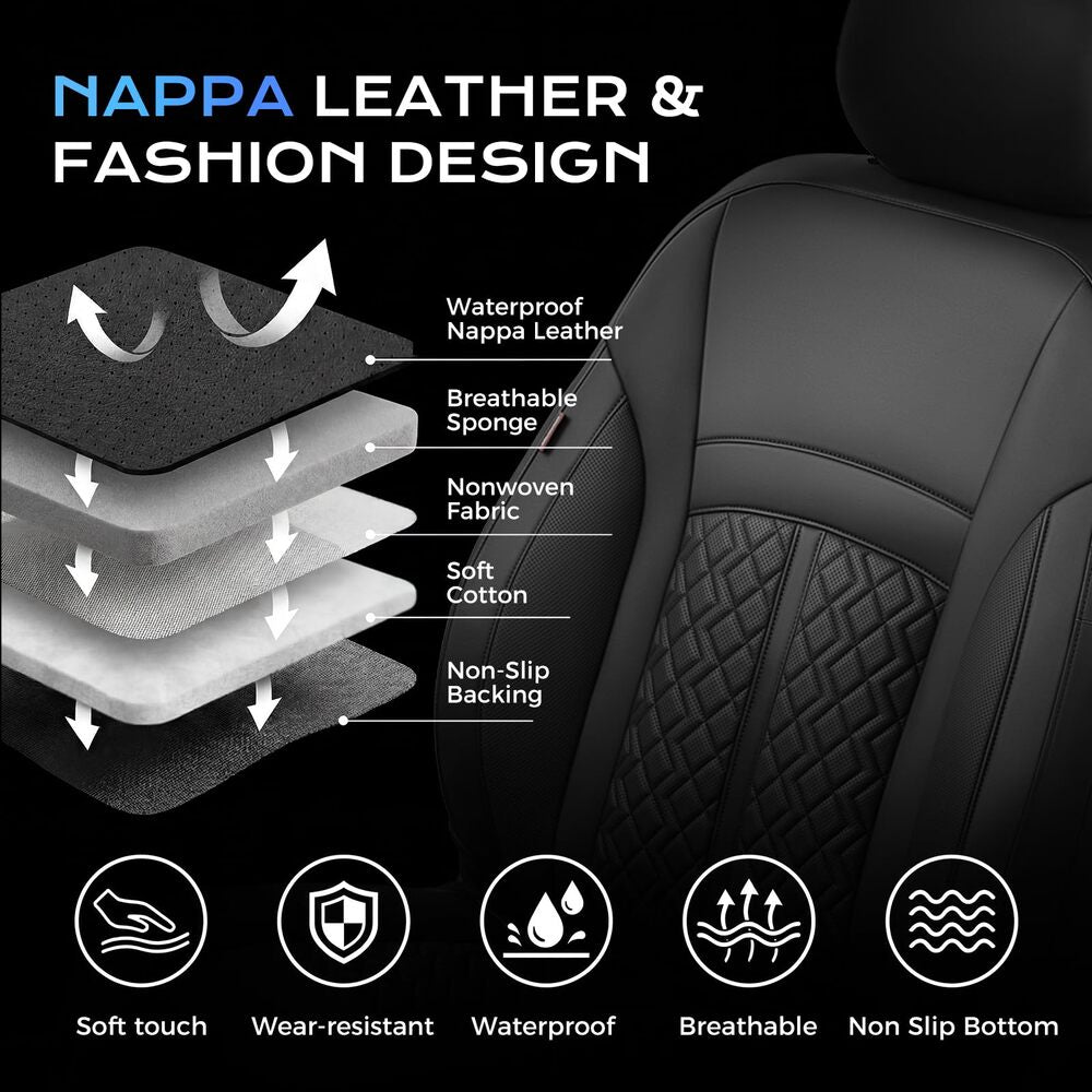 Fit Nissan Rogue 2021-2026 S/SV/SL Platinum Rock Creek Upgrade Full Wrap Premium Faux Leather Custom Car Seat Covers