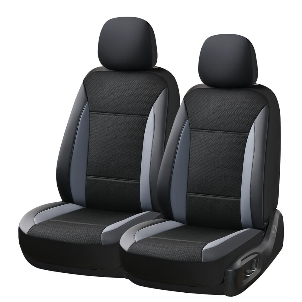 Coverado Front and Back PVC Seat Covers Faux Leather & Fabric Seat Protectors Universal Fit