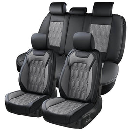 IGGEE Custom Fit Black/Grey Faux Leather Front Seat Covers For Ford F-150 (Pair)