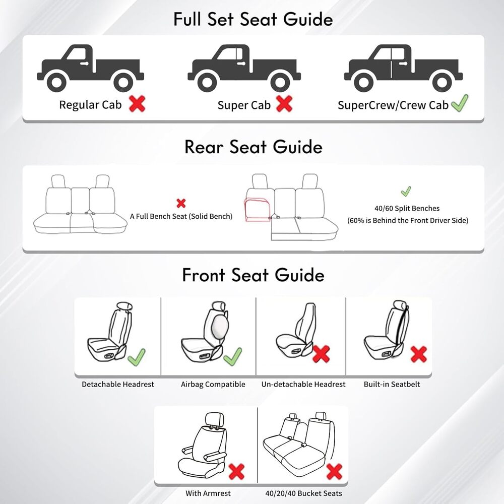 Ford Custom Seat Covers Fit 2015-2026 F150 & 2017-2026 F250 F350 F450