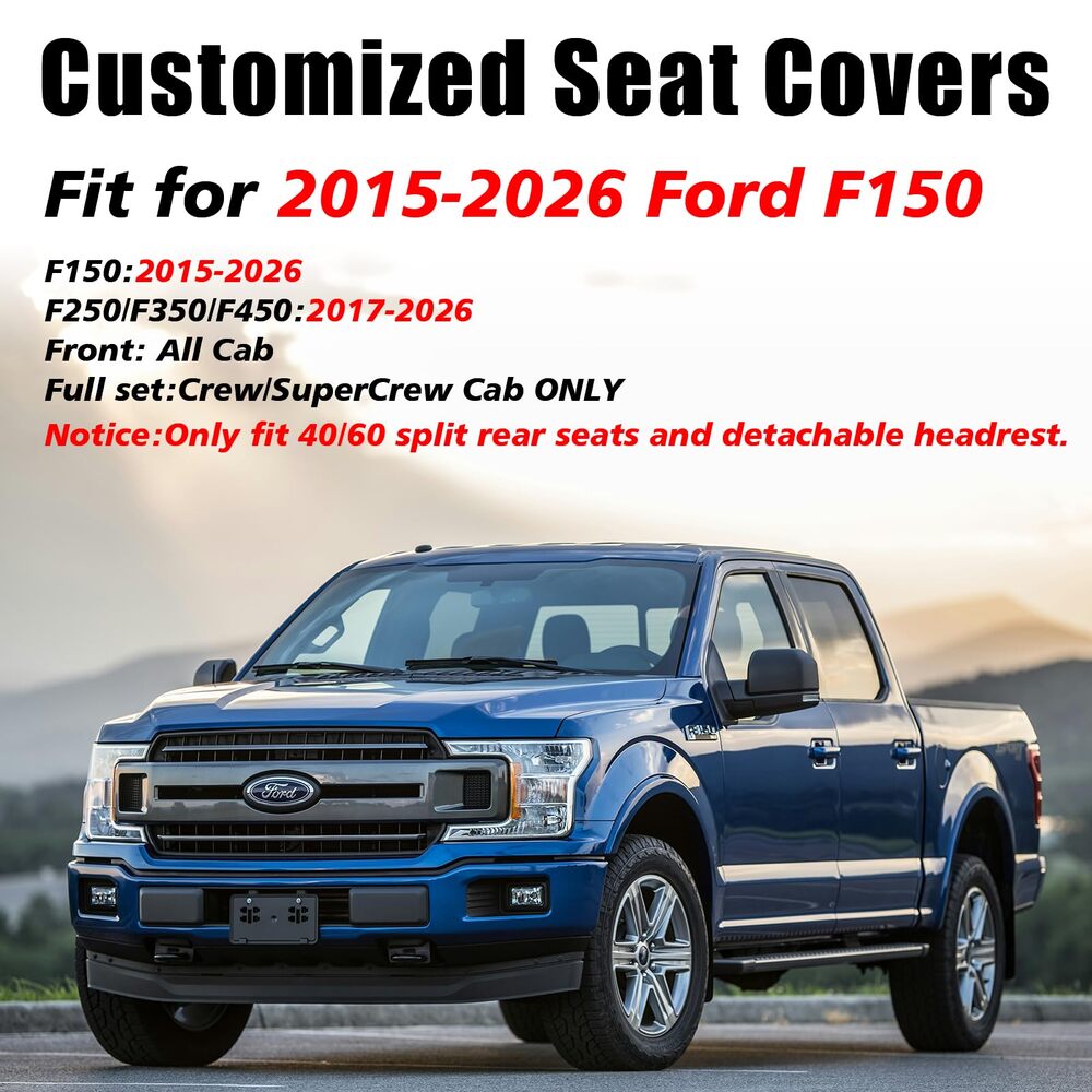Ford Custom Seat Covers Fit 2015-2026 F150 & 2017-2026 F250 F350 F450