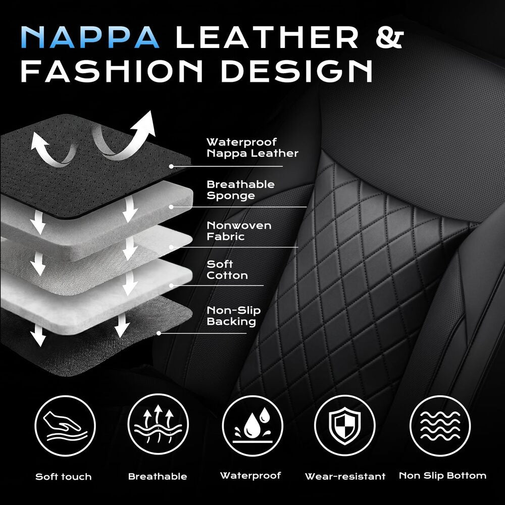 Ford F‑150 2021‑2025 SuperCrew XL STX XLT Lariat Upgraded Full Coverage Premium Faux Leather Custom Car Seat Covers