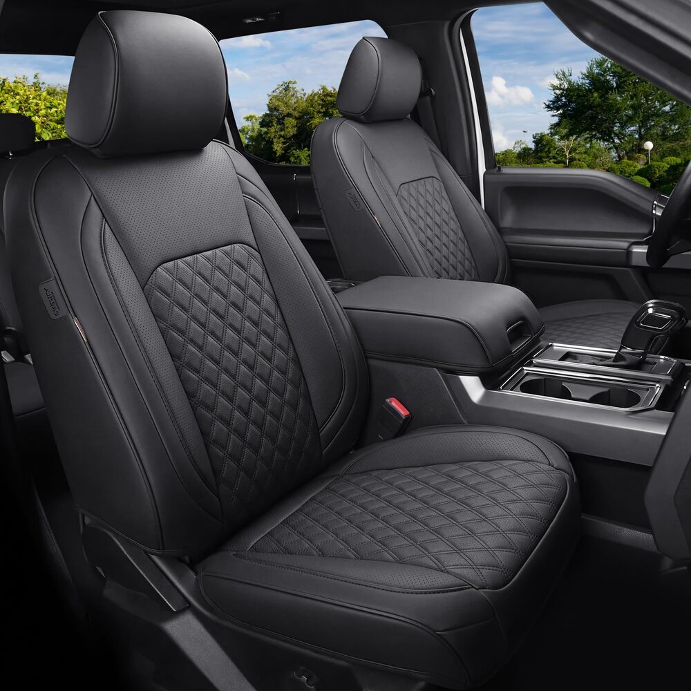 Ford F‑150 2015‑2020 XL XLT Lariat  & 2017‑2022 F250 F350 XL XLT Lariat SuperCrew, 40/60 Split Full Coverage Custom Car Seat Covers(no rear armrest)