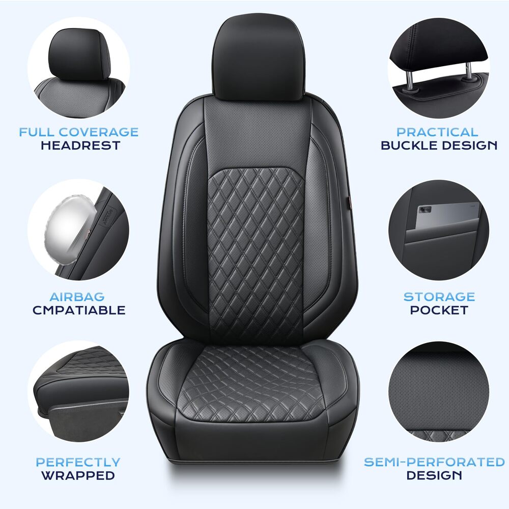 Ford F‑150 2015‑2020 XL XLT Lariat  & 2017‑2022 F250 F350 XL XLT Lariat SuperCrew, 40/60 Split Full Coverage Custom Car Seat Covers(no rear armrest)