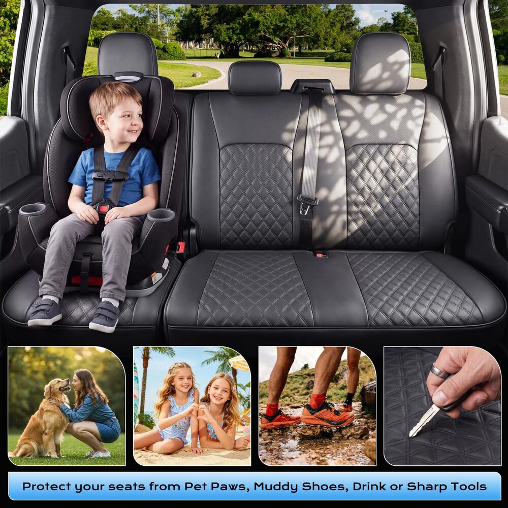 Ford F‑150 2015‑2020 XL XLT Lariat  & 2017‑2022 F250 F350 XL XLT Lariat SuperCrew, 40/60 Split Full Coverage Custom Car Seat Covers(no rear armrest)
