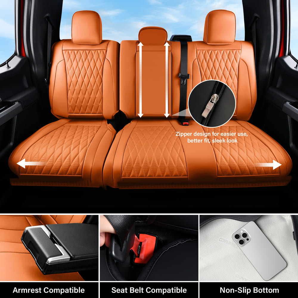 Ford F150 2015-2026 & F250 F350 F450 2017-2026 Custom Premium Faux Leather Car Seat Covers