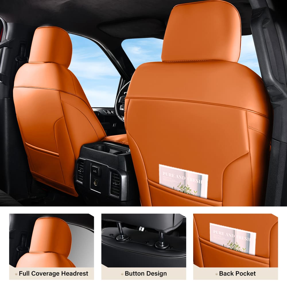 Ford F150 2015-2026 & F250 F350 F450 2017-2026 Custom Premium Faux Leather Car Seat Covers