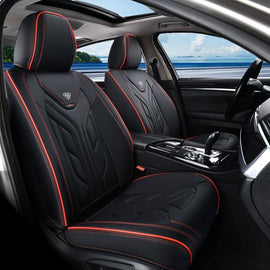 Coverado 5 Seats Full Set Car Seat Covers Front and Back Faux Leather Seat Protectors Universal Fit
