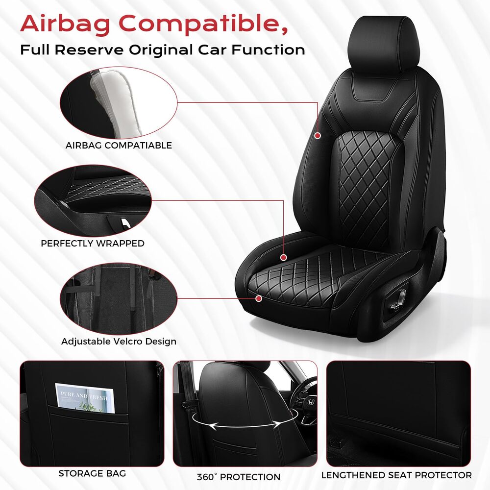 Honda Accord 2018‑2022 EX/EX‑L/Touring/Sport/Hybrid Custom Full Coverage Premium Faux Leather Car Seat Covers