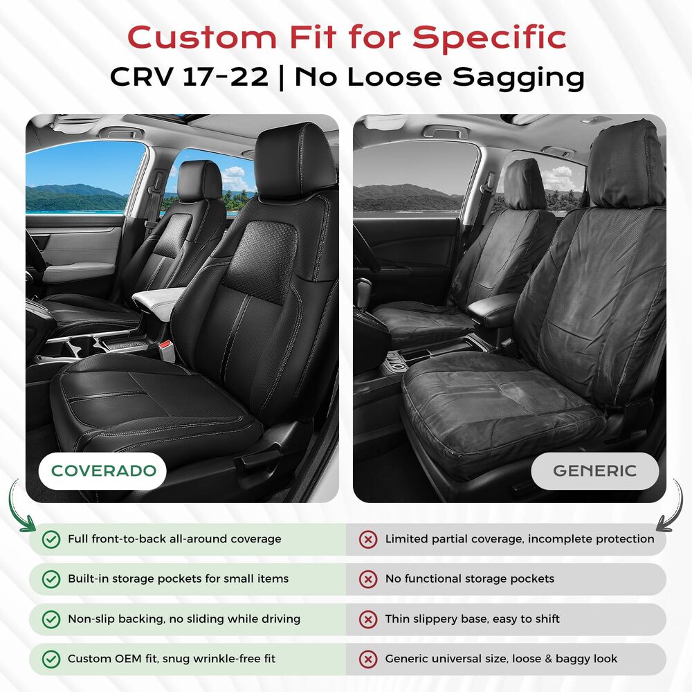 Honda CR‑V 2017-2022 LX/EX/EX-L/Special Edition/Touring Custom Full Coverage Premium Faux Leather Car Seat Covers