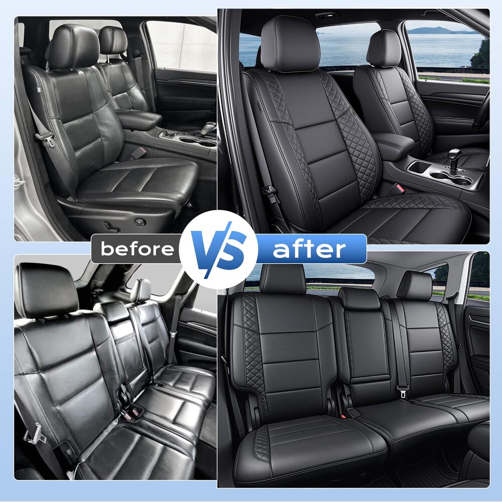 Jeep Grand Cherokee Custom Premium Faux Leather Seat Covers 2011-2021 Full Coverage Seat Protectors