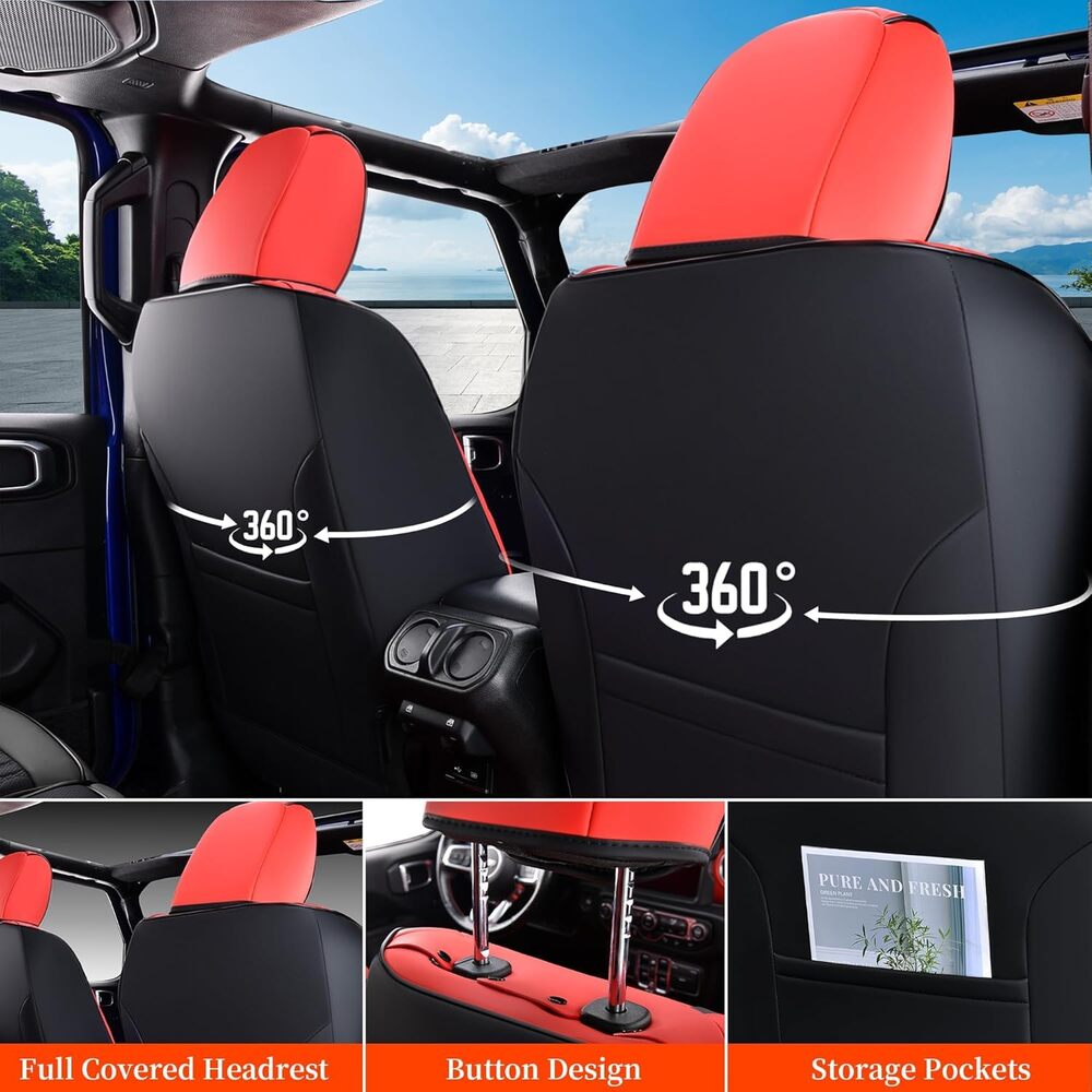 2013-2017 JK 2/4 Door Jeep Wrangler Custom Fit Premium Faux Leather Car Seat Covers