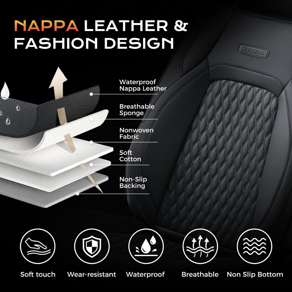 Jeep Wrangler 2018-2026 JL 4 Door Custom Full Coverage Fit Premium Faux Leather Car Seat Covers