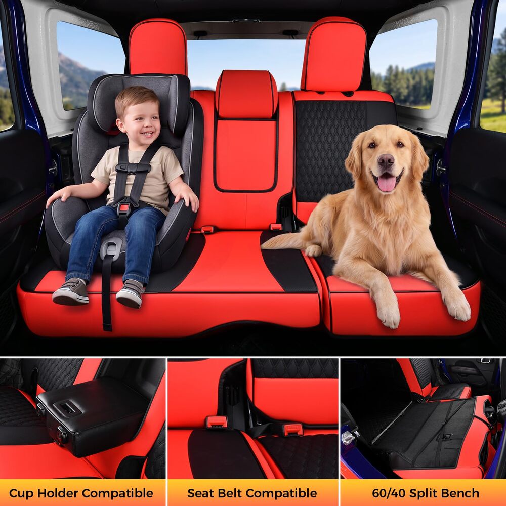 Jeep Wrangler 2018-2026 JL 4 Door Custom Full Coverage Fit Premium Faux Leather Car Seat Covers