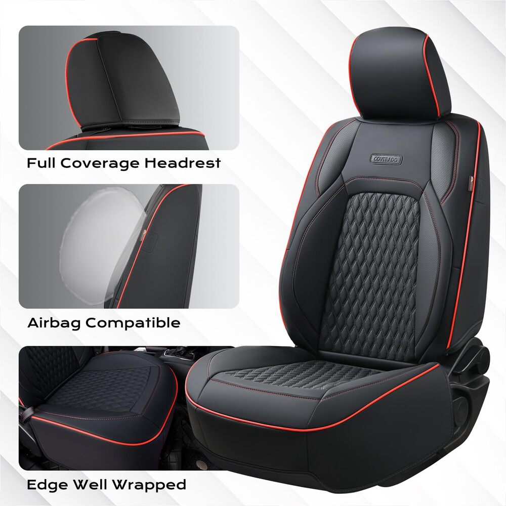 Jeep Wrangler 2018-2026 JL 4 Door Custom Full Coverage Fit Premium Faux Leather Car Seat Covers