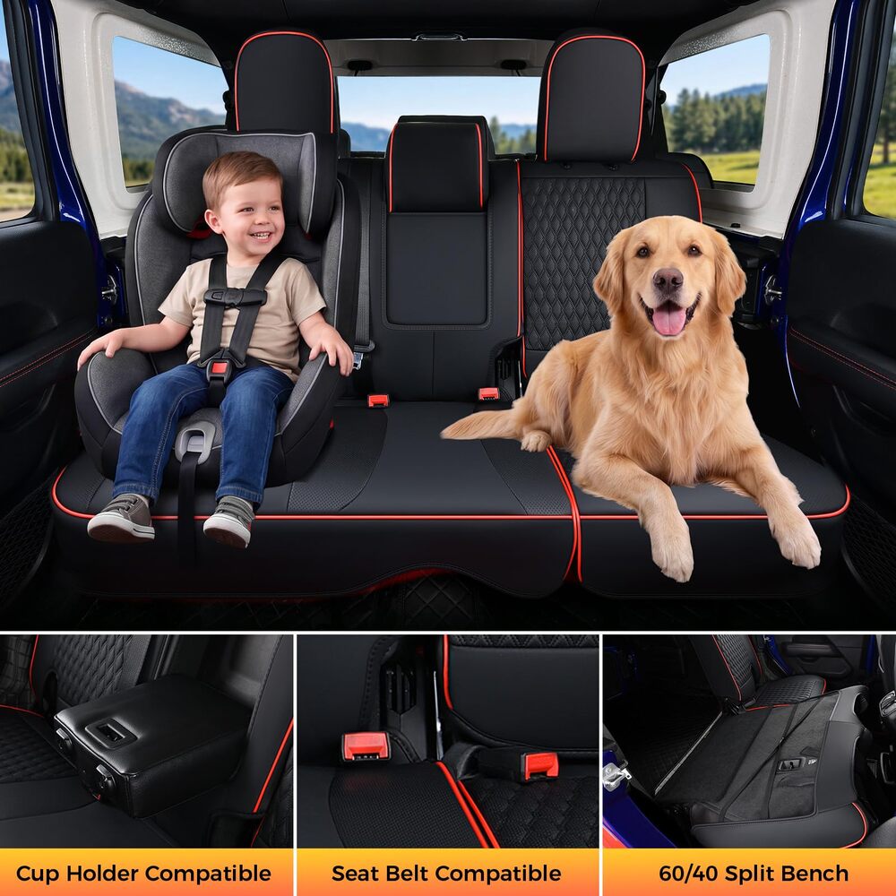 Jeep Wrangler 2018-2026 JL 4 Door Custom Full Coverage Fit Premium Faux Leather Car Seat Covers