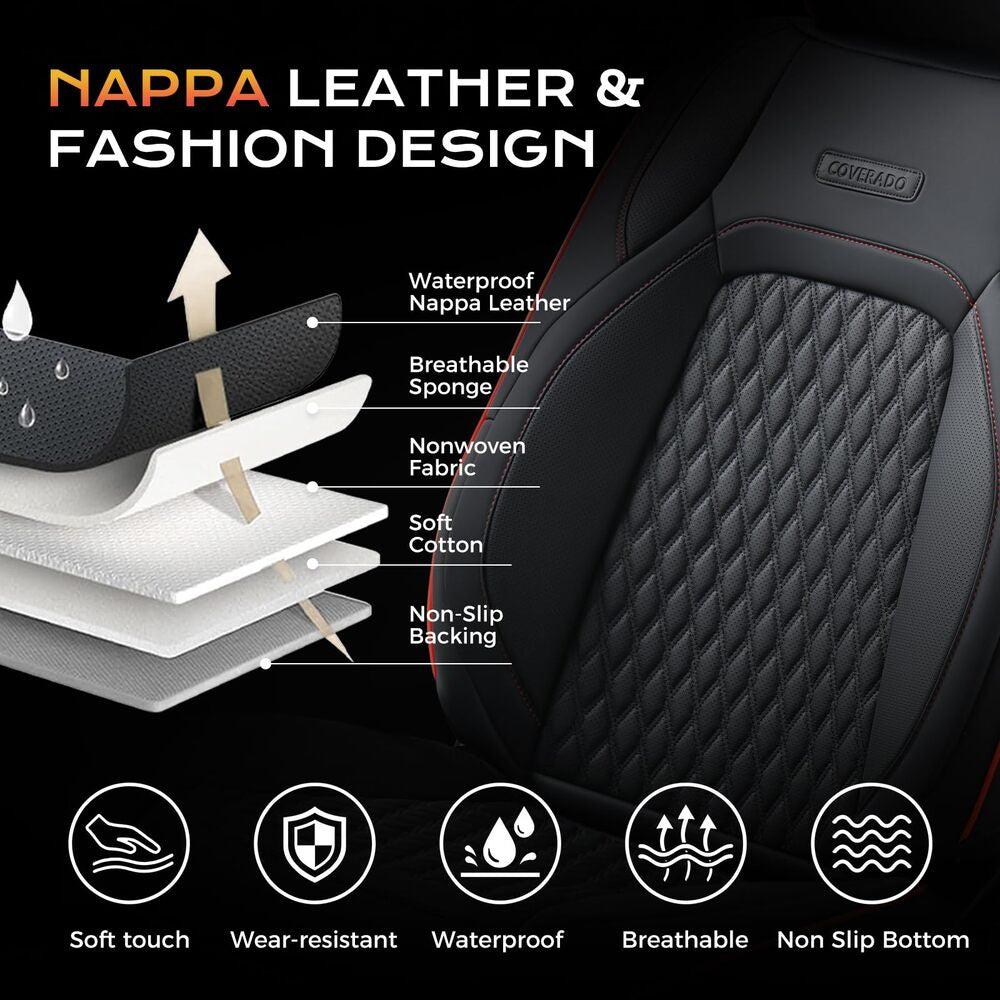 Jeep Wrangler 2018-2026 JL 4 Door Custom Full Coverage Fit Premium Faux Leather Car Seat Covers