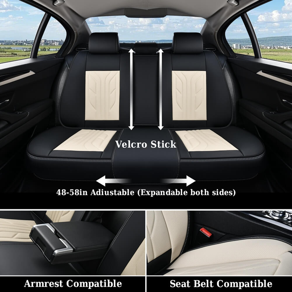 Coverado Quality Leatherette Front and Back Car Seat Covers Universal Fit Seat Protectors