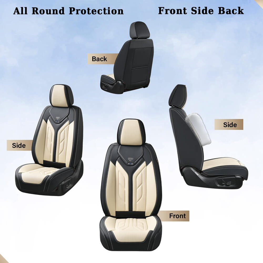 Coverado Quality Leatherette Front and Back Car Seat Covers Universal Fit Seat Protectors