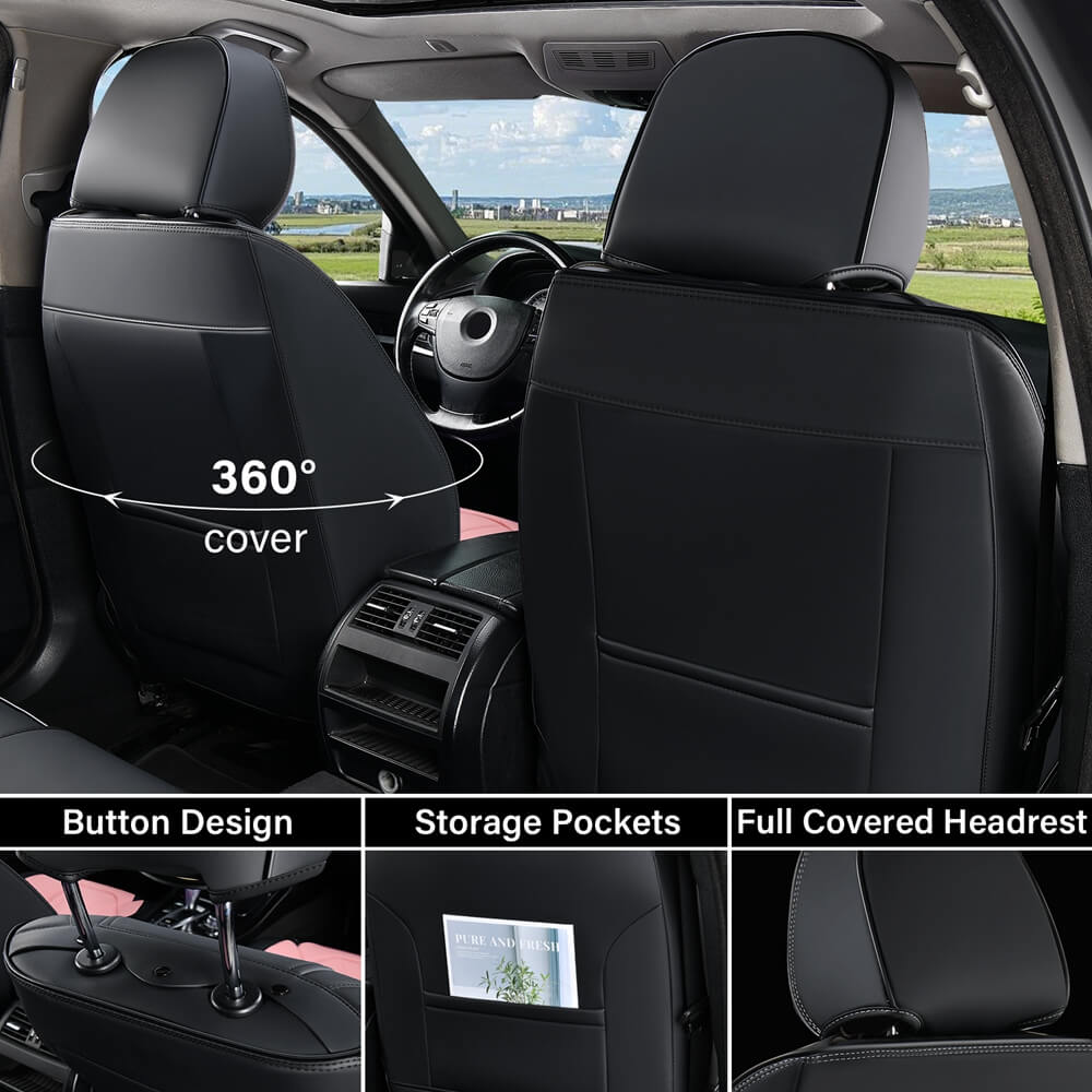 Coverado Quality Leatherette Front and Back Car Seat Covers Universal Fit Seat Protectors