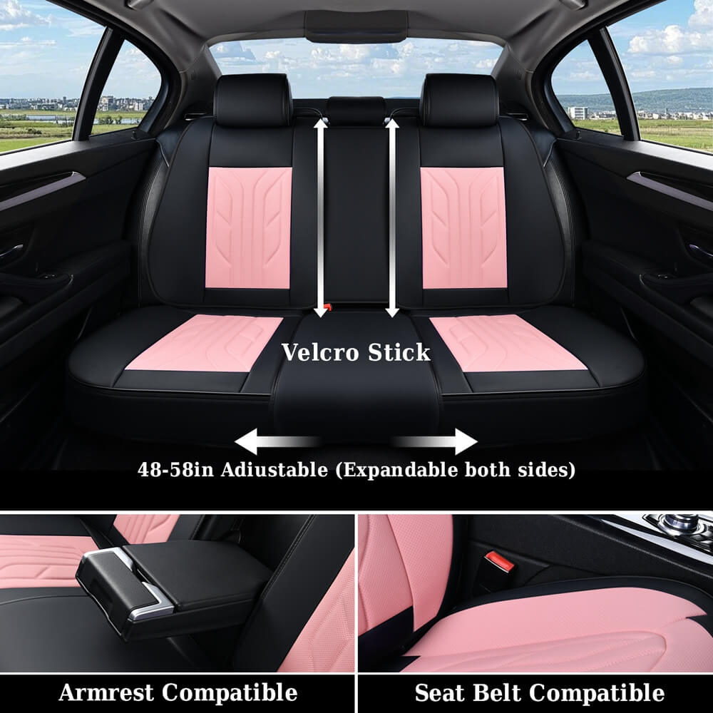 Coverado Quality Leatherette Front and Back Car Seat Covers Universal Fit Seat Protectors