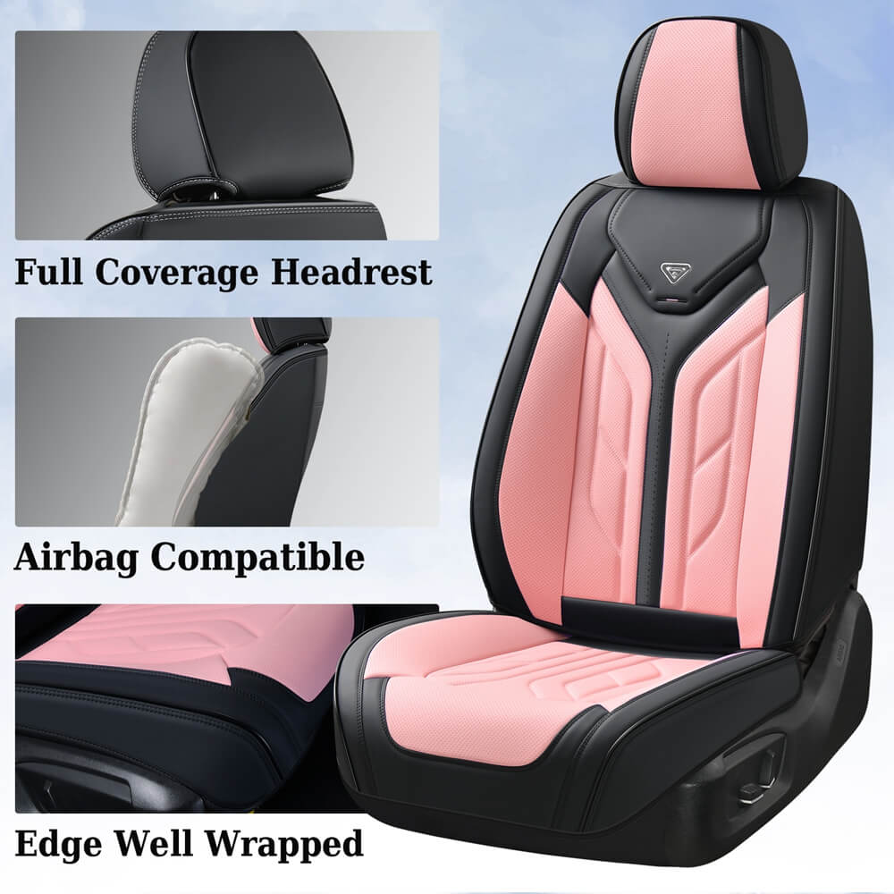 Coverado Quality Leatherette Front and Back Car Seat Covers Universal Fit Seat Protectors