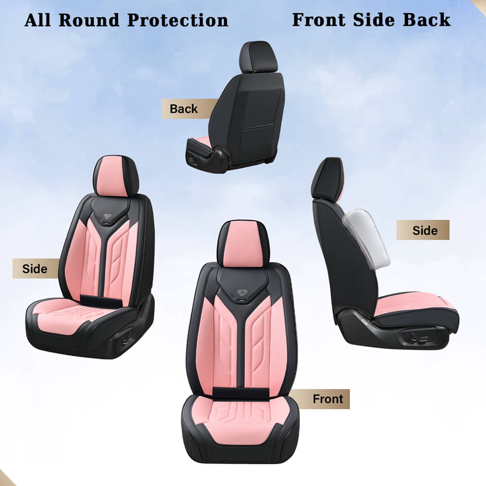 Coverado Quality Leatherette Front and Back Car Seat Covers Universal Fit Seat Protectors