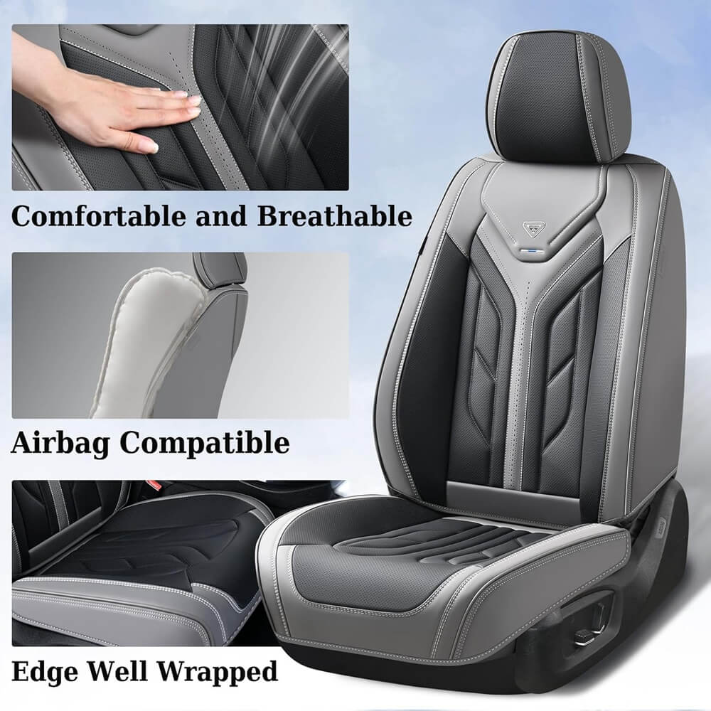 Coverado Quality Leatherette Front and Back Car Seat Covers Universal Fit Seat Protectors