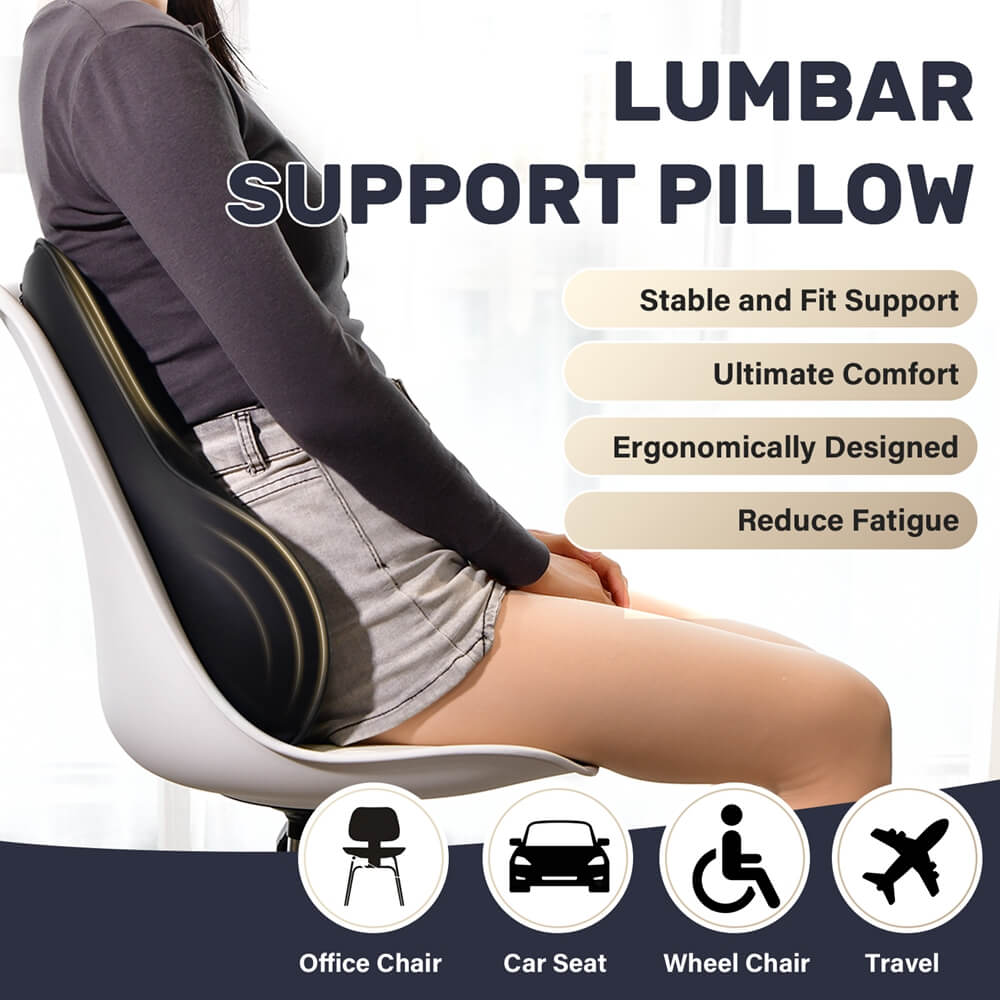 50% OFF🔥🔥 Coverado Leather Lumbar Support Pillow for Office Chair Cars Sofa with Detachable Memory Foam