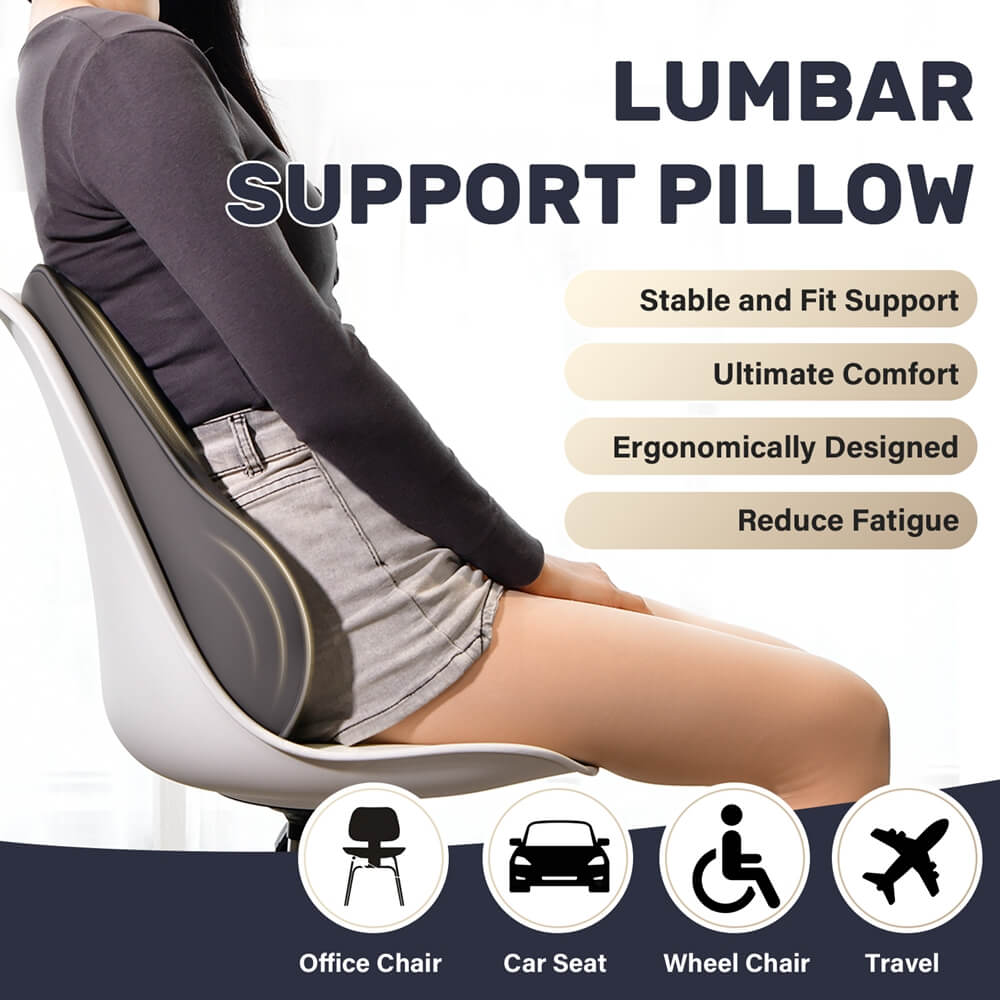 50% OFF🔥🔥 Coverado Leather Lumbar Support Pillow for Office Chair Cars Sofa with Detachable Memory Foam