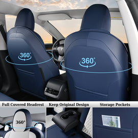 Fit 2017-2023 Tesla Model 3 Coverado Custom Car Seat Covers Premium Leather Front and Back Auto Seat Protectors