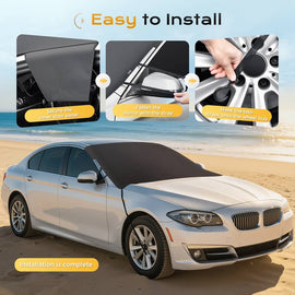 Coverado Car Sun Shade Windshield Cover 600D Oxford Fabric with 5 Layers Protection Heavy Duty Medium Size (67 x 47 inches)