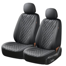 Load image into Gallery viewer, Coverado PVC Car Seat Covers Black Front and Back Faux Leather &amp;Fabric Auto Seat Protector Universal Fit